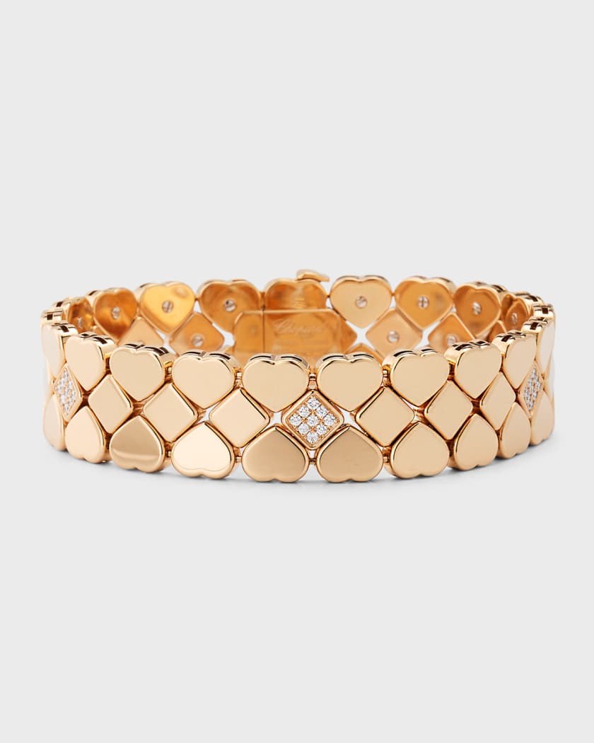 Chopard Happy Hearts 18K Rose Gold Diamond 3 Row Bracelet Neiman