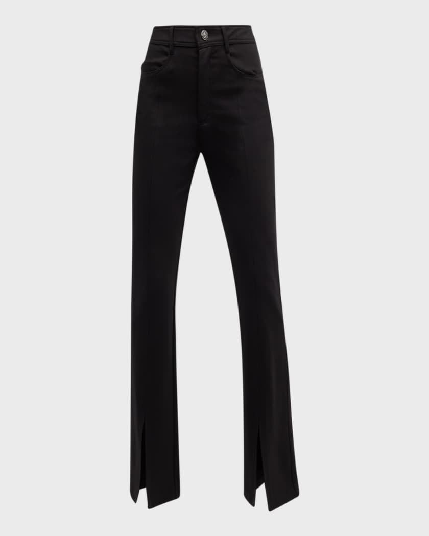 Black Ponte Skinny Trousers With Split Hem Detail