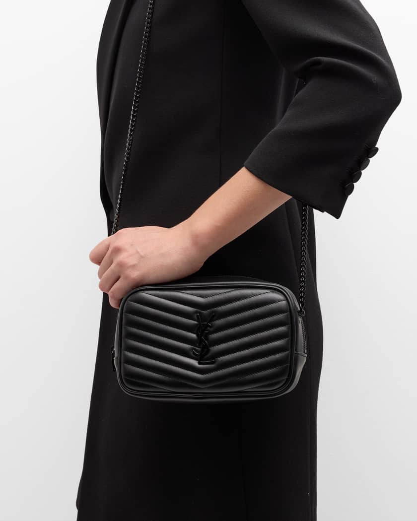 Saint Laurent black Lou mini quilted leather camera bag