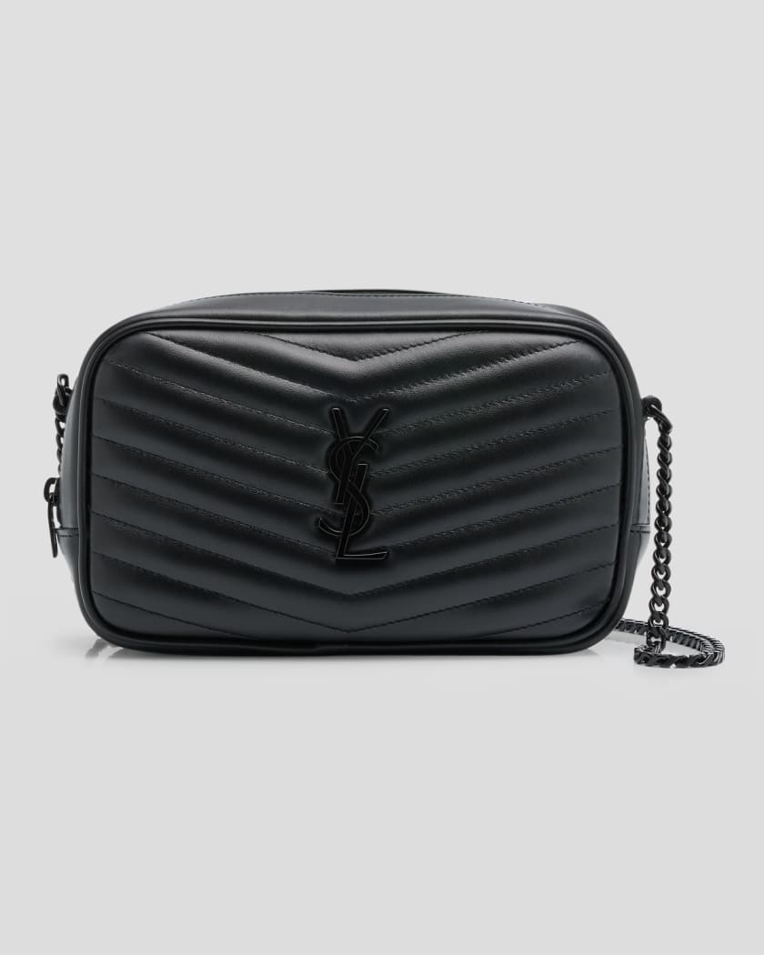 Black quilted leather camera bag