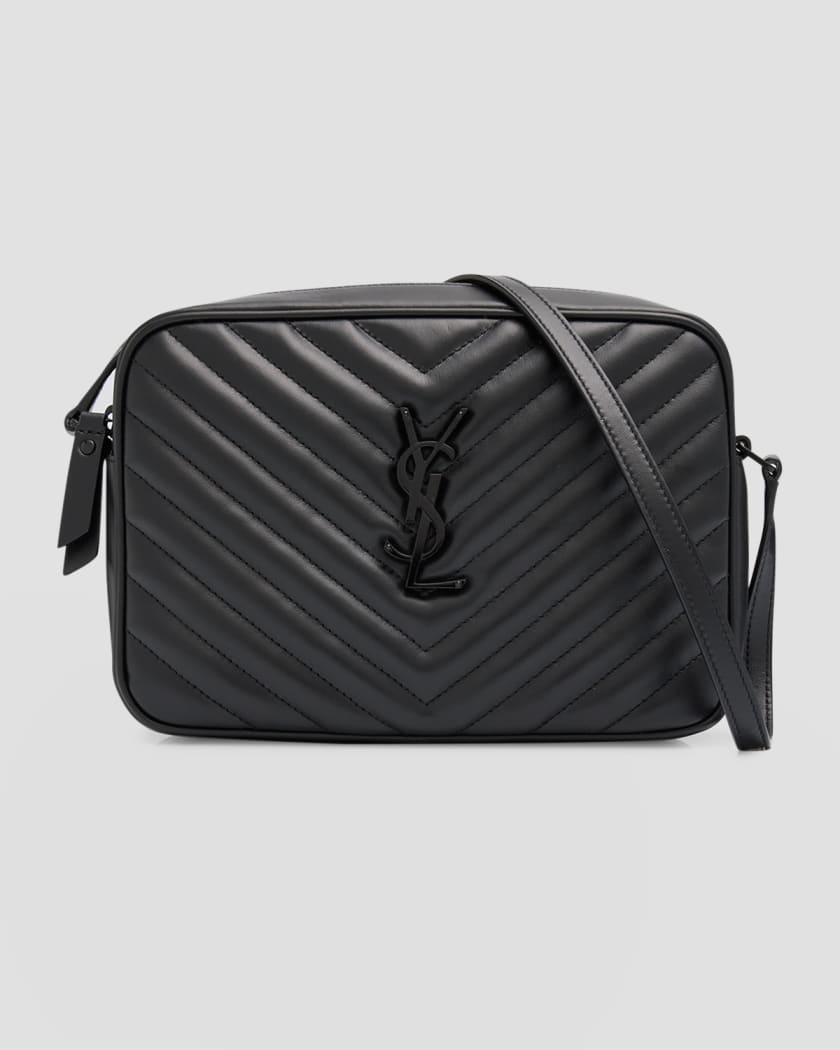 Saint Laurent Calfskin Monogram Small Lou Camera Bag Asphalt