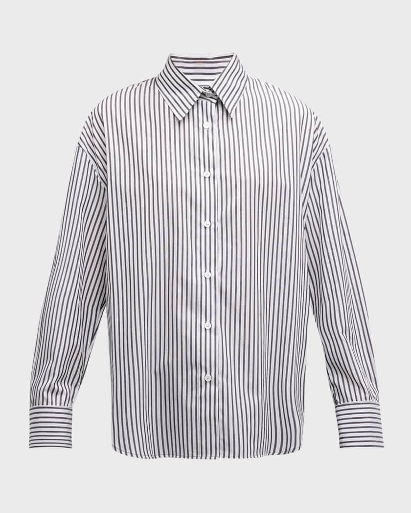 Enza Costa Cotton Shirt | Stripe/Grey | Size 3 | Shopbop