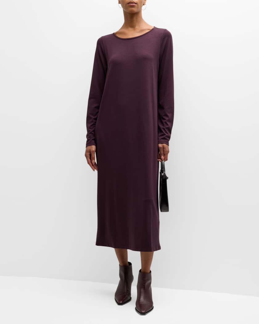 Eileen Fisher Scoop Neck Jersey Knit Midi Dress Neiman Marcus