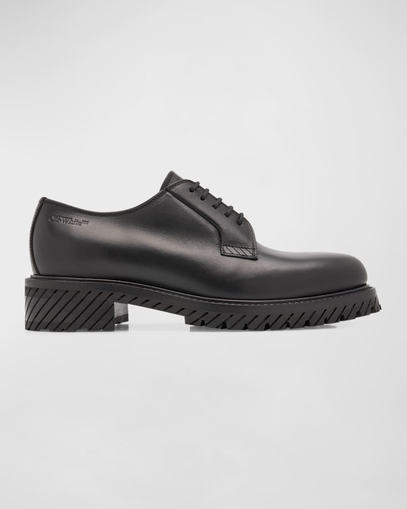 Off-White Men's Military Diagonal-Sole Leather Derby Shoes