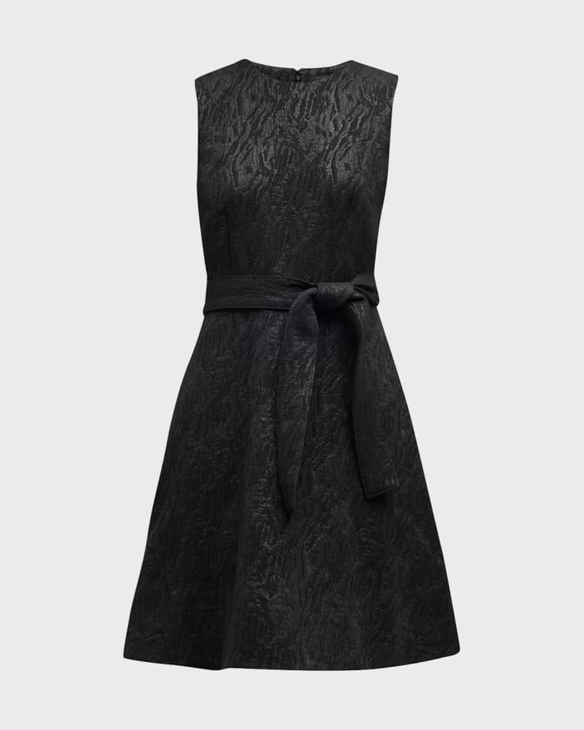 Natori Belted Metallic Jacquard Fit Flare Mini Dress Neiman Marcus