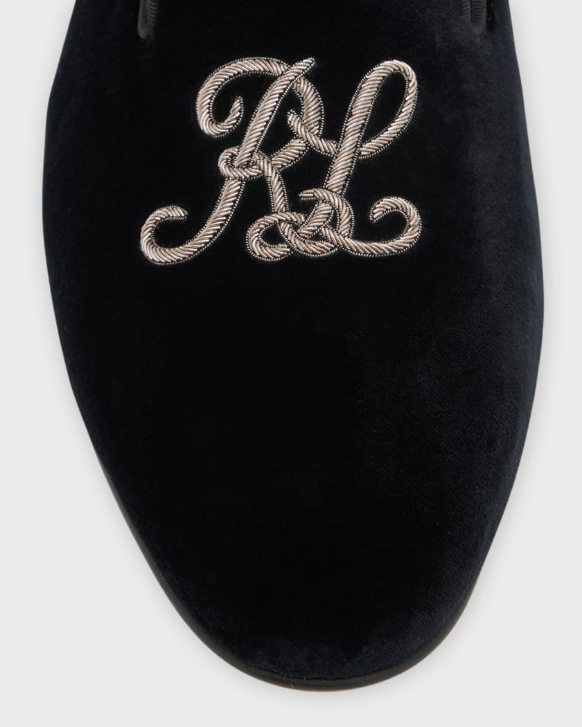 Ralph Lauren Alonzo Embroidered Velvet Smoking Loafers