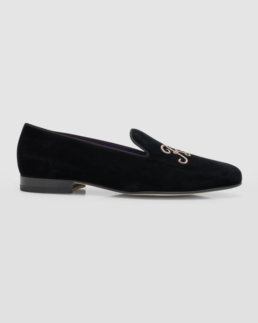 Ralph Lauren Alonzo Embroidered Velvet Smoking Loafers