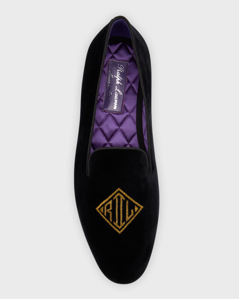 Ralph Lauren Purple Label Men's Deco Monogram Velvet Loafers