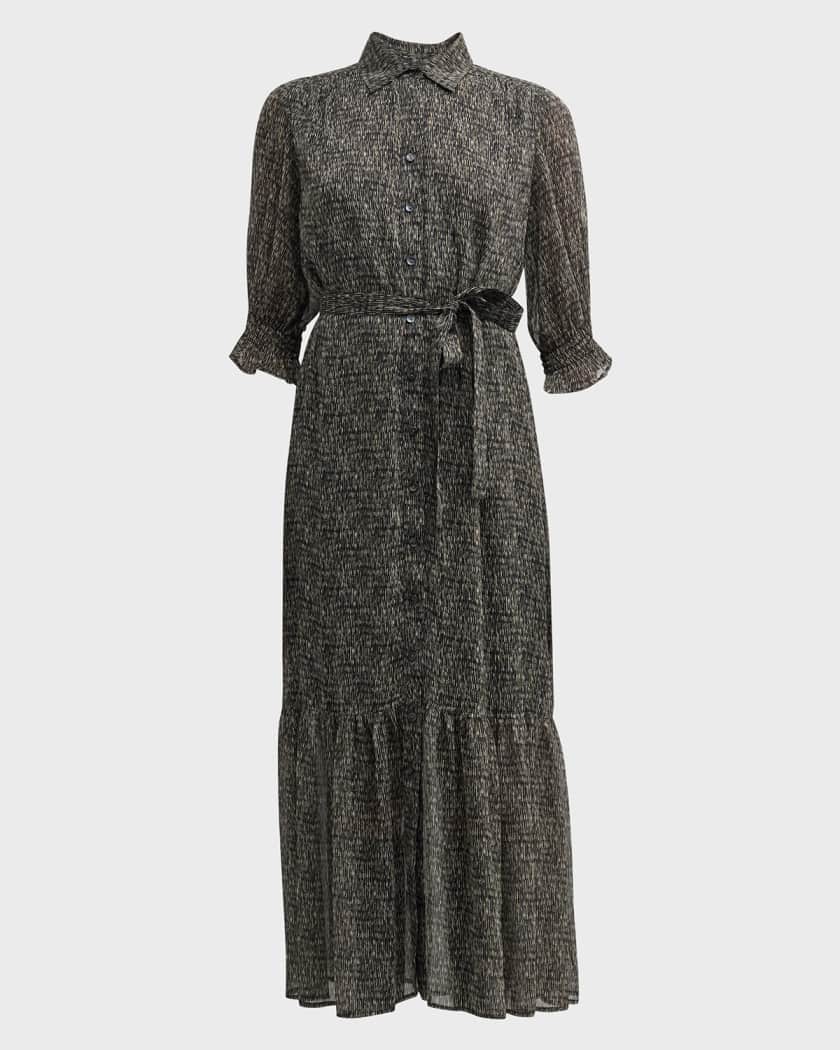Sienna Belted Pixel Print Chiffon Dress