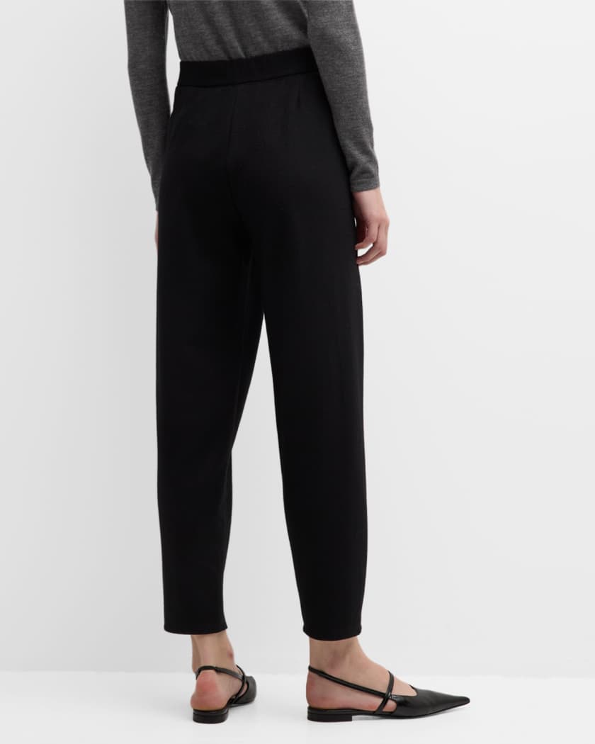 Eileen Fisher Petite High-rise Tapered Velveteen Pants In Black
