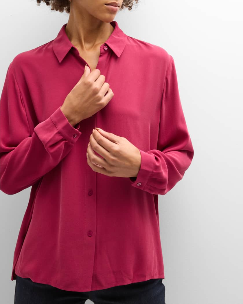 Louis Vuitton LV Logo Italy Womens Wool Pink 3/4 Sleeve Button Blouse Top  Shirt