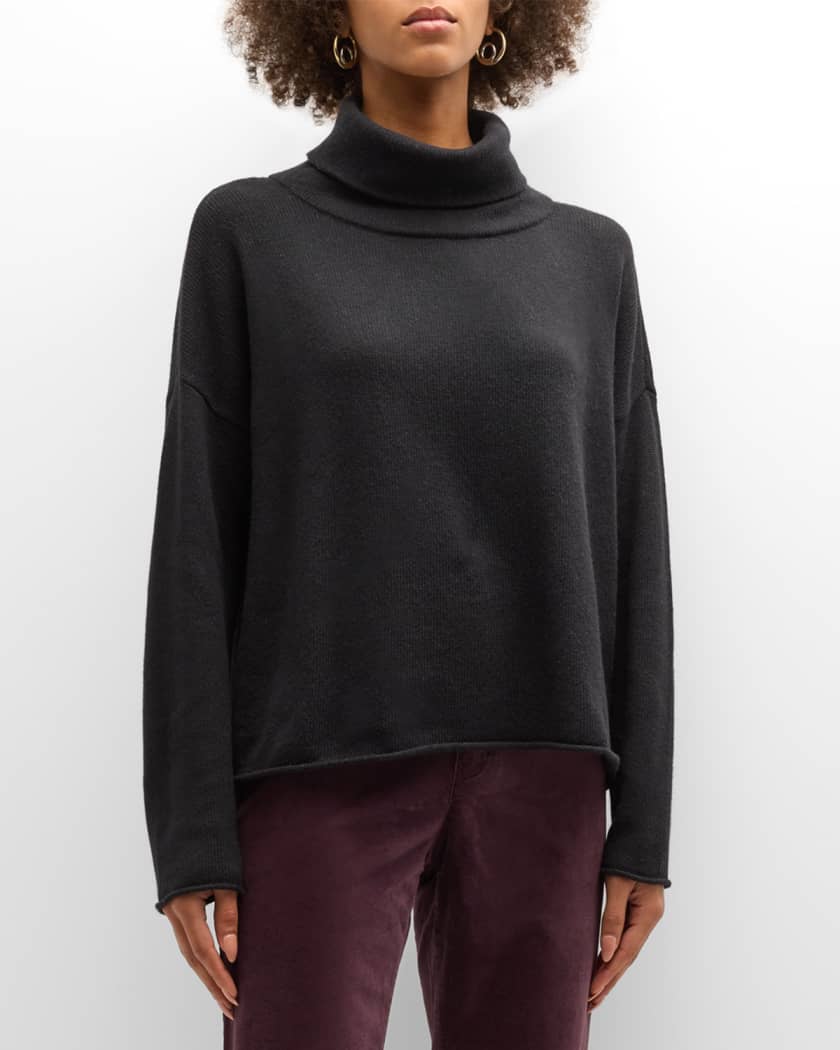 Eileen Fisher Ribbed Turtleneck Cashmere Silk Sweater Neiman Marcus