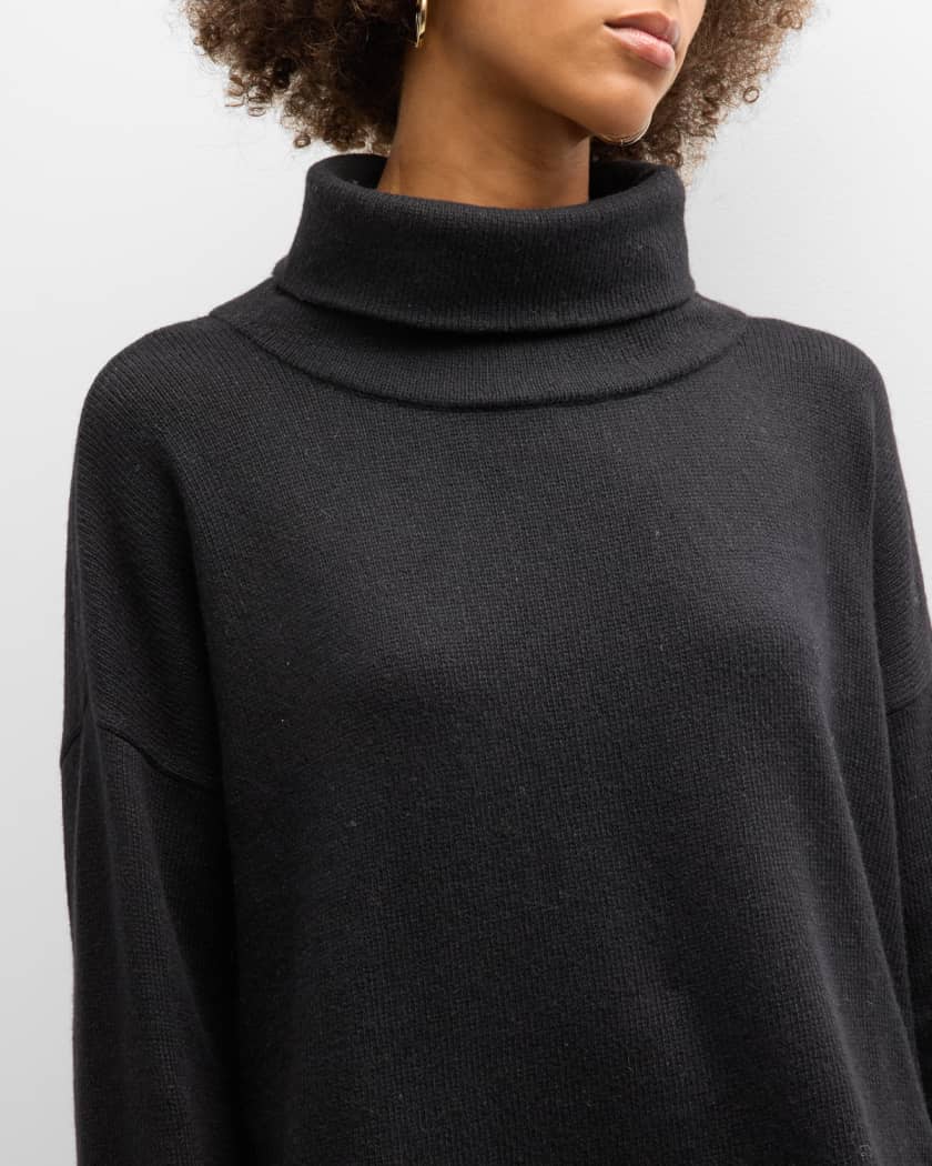 Mock Neck Knit Pullover in Cashmere and Silk