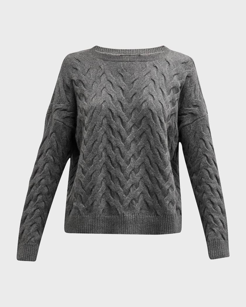 Scoop Neck Cable Knit Sweater