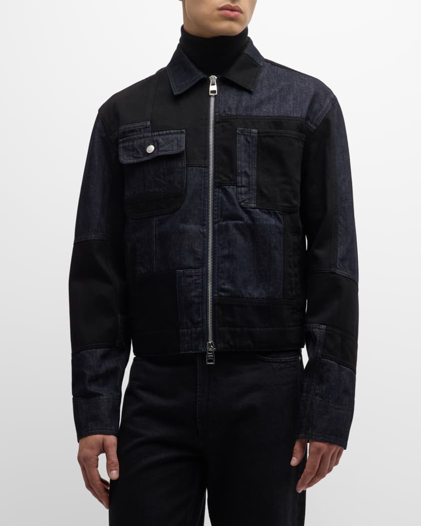 Alexander McQueen Men's Patchwork Denim Jacket | Neiman Marcus