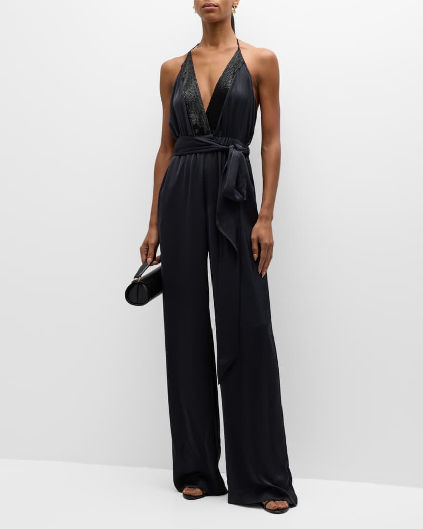 Kayla Wide Leg Satin Jumpsuit