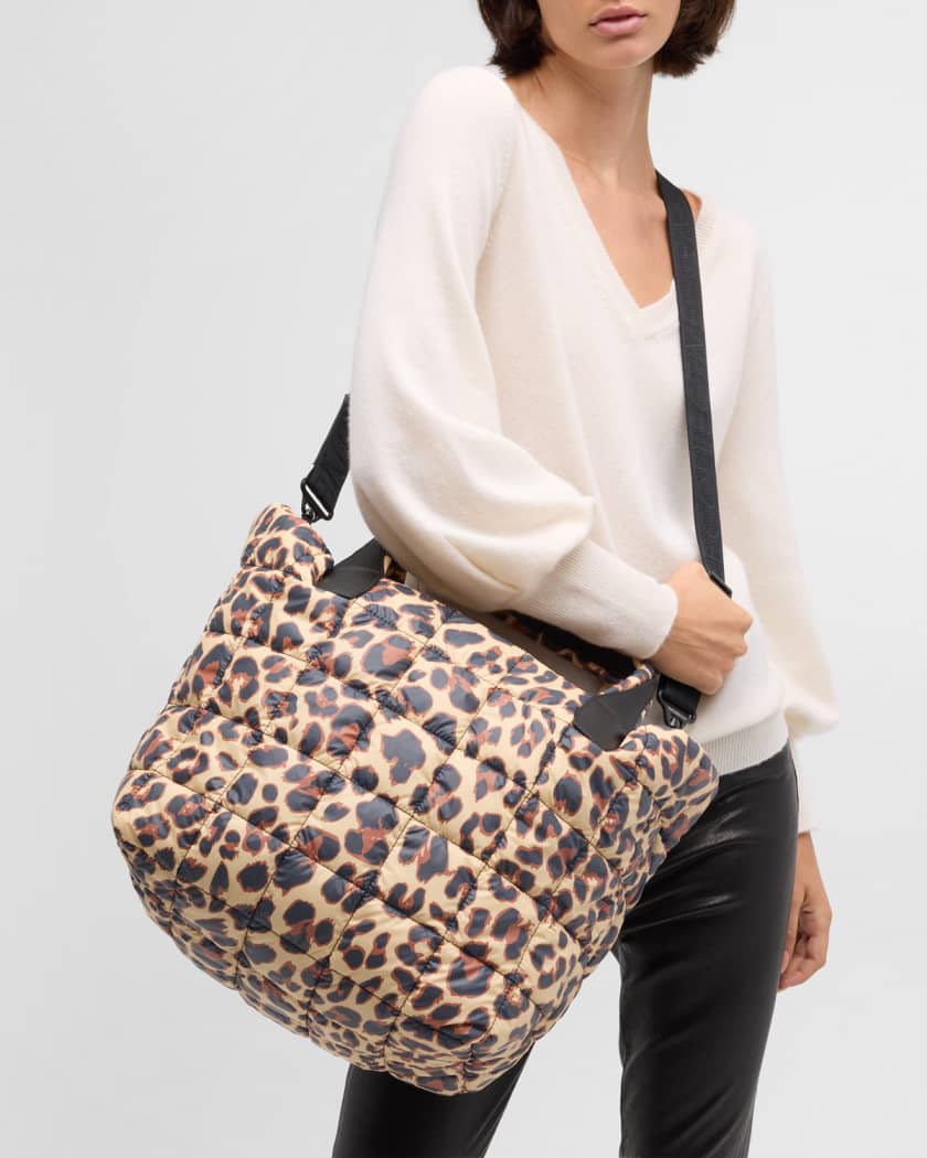 VeeCollective Porter Medium Water-Resistant Leopard Quilted Tote