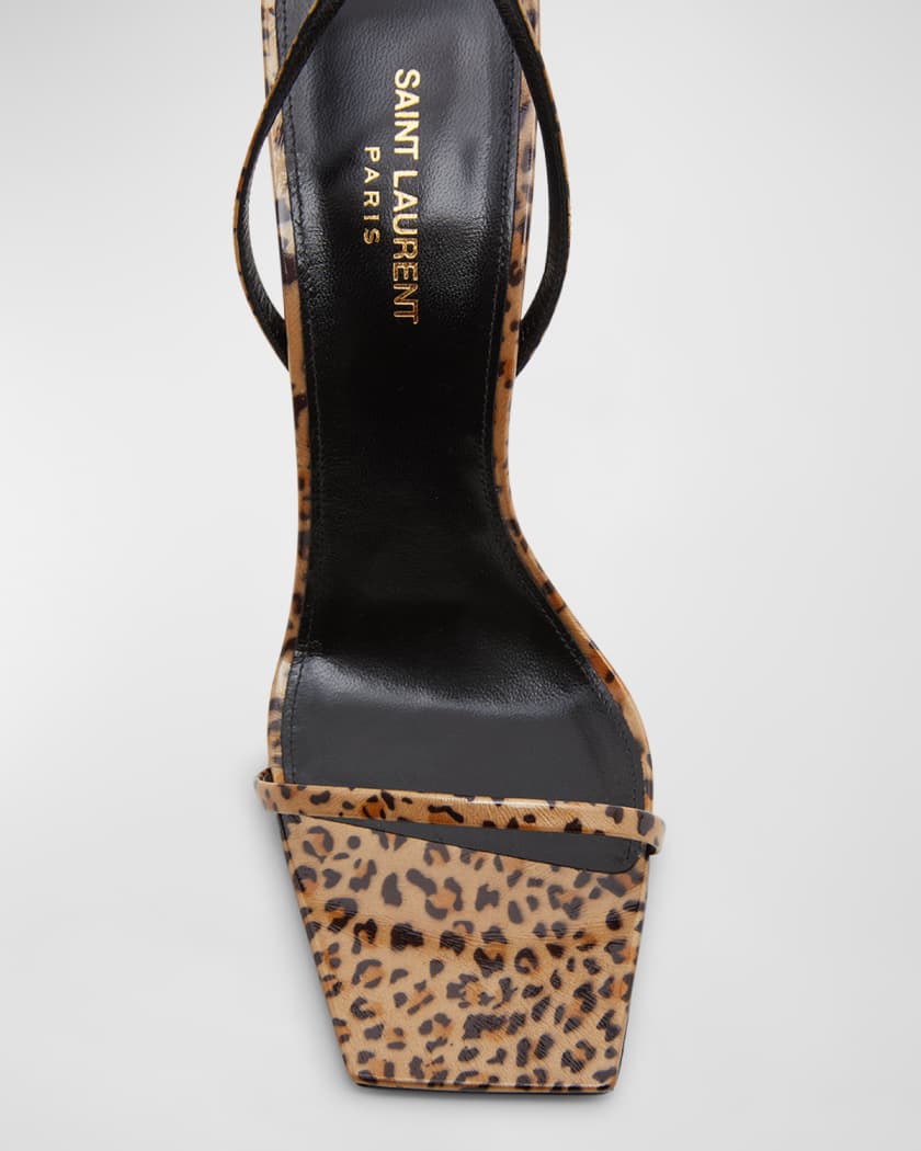 Saint Laurent Pam Leopard-Print Leather Sandals | Neiman Marcus