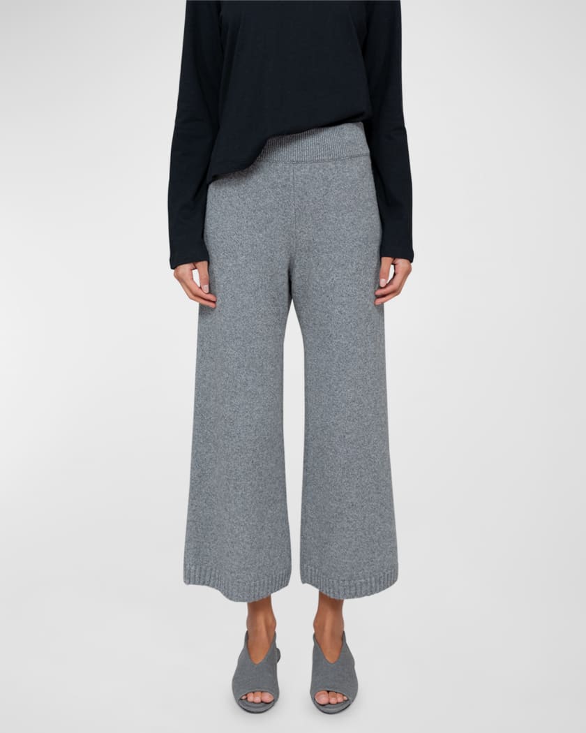 Cropped Wide Leg Viscose Pants