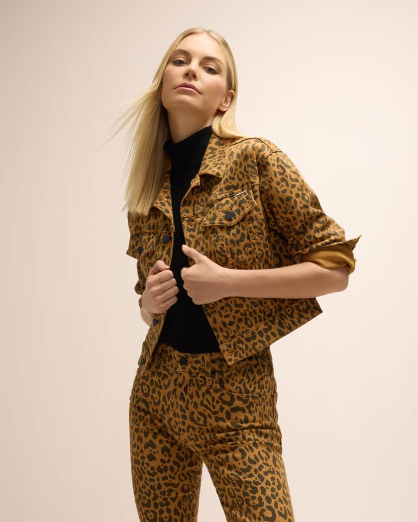 Cheetah cropped jacket hot sale