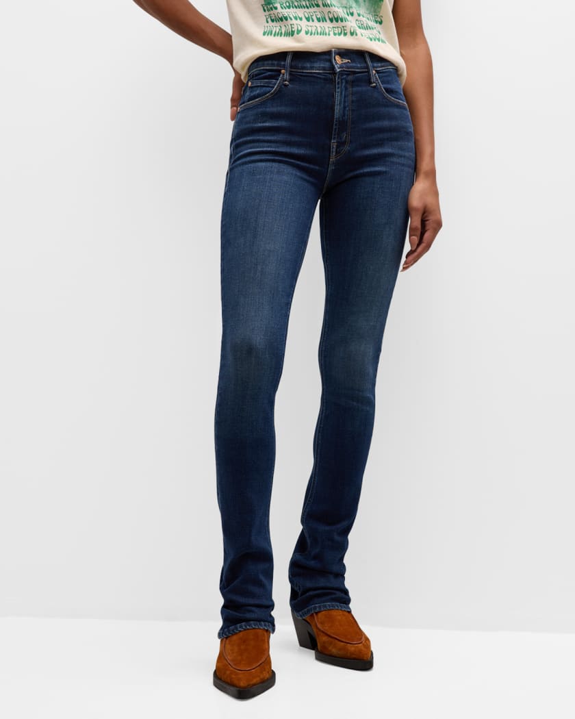 Blue High-rise kick-flare jeans, ALAÏA