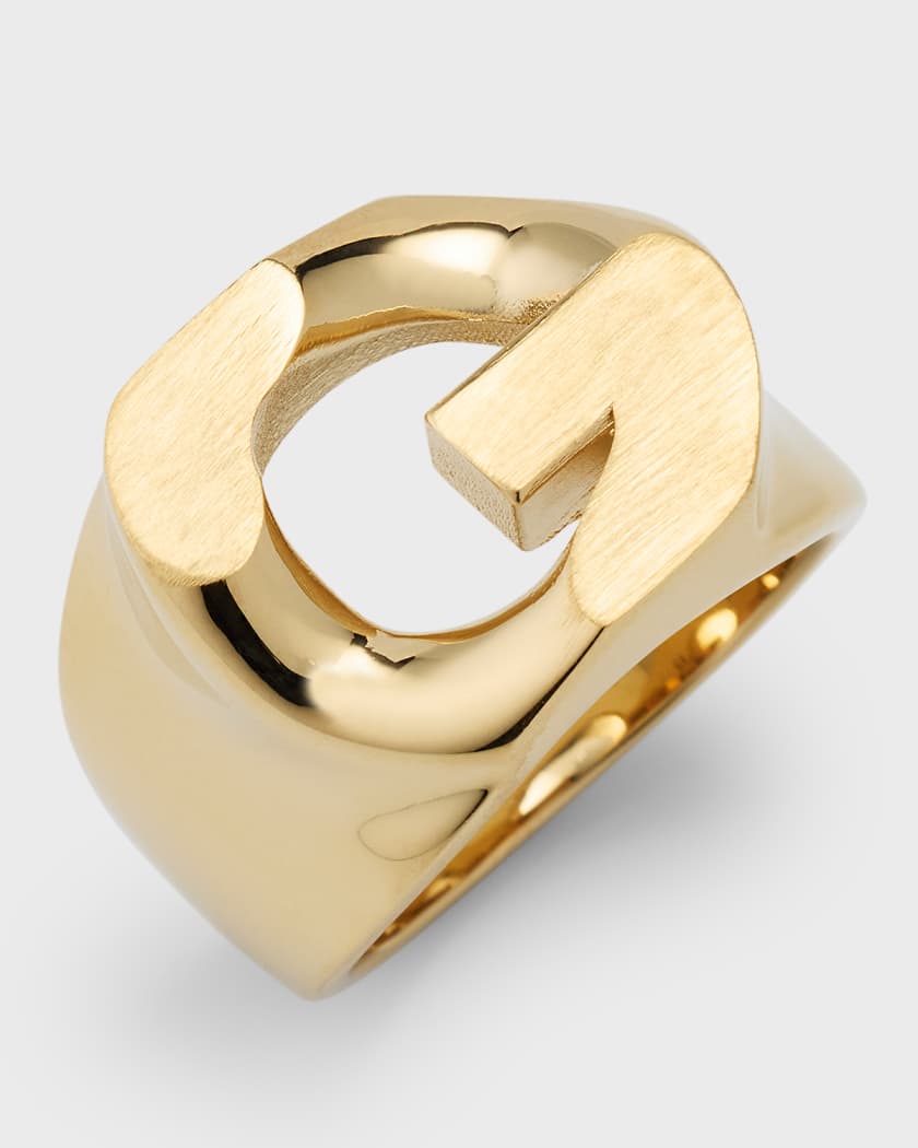 G Chain Signet Ring, Golden