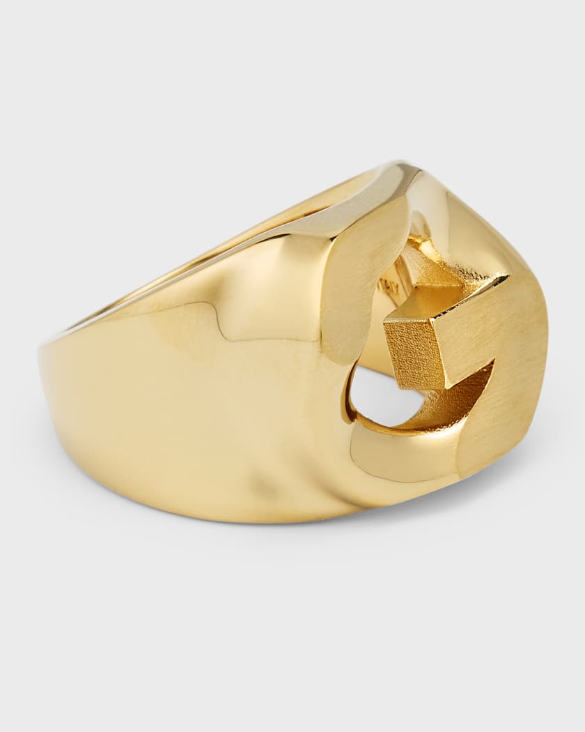 G Chain Signet Ring, Golden