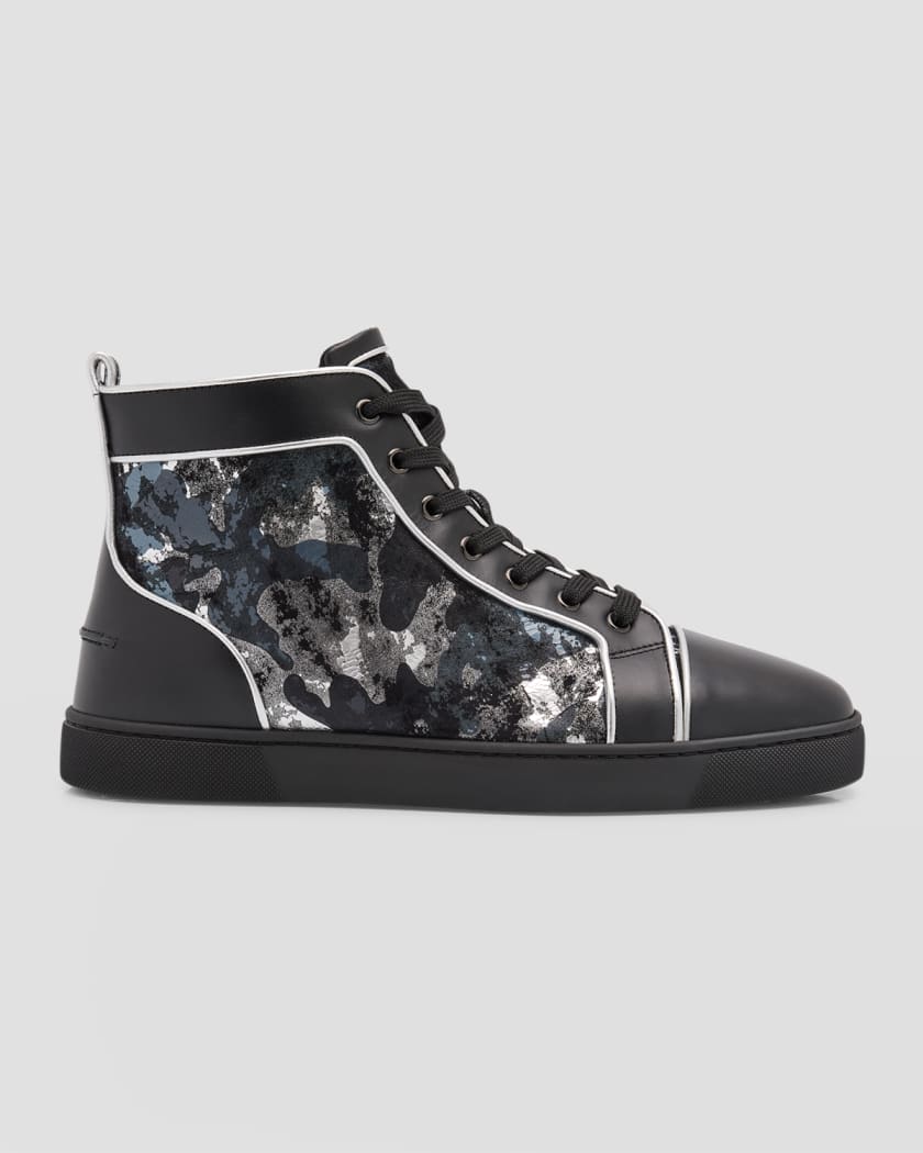 Christian Louboutin Men's Louis Leather High-Top Sneakers | Neiman