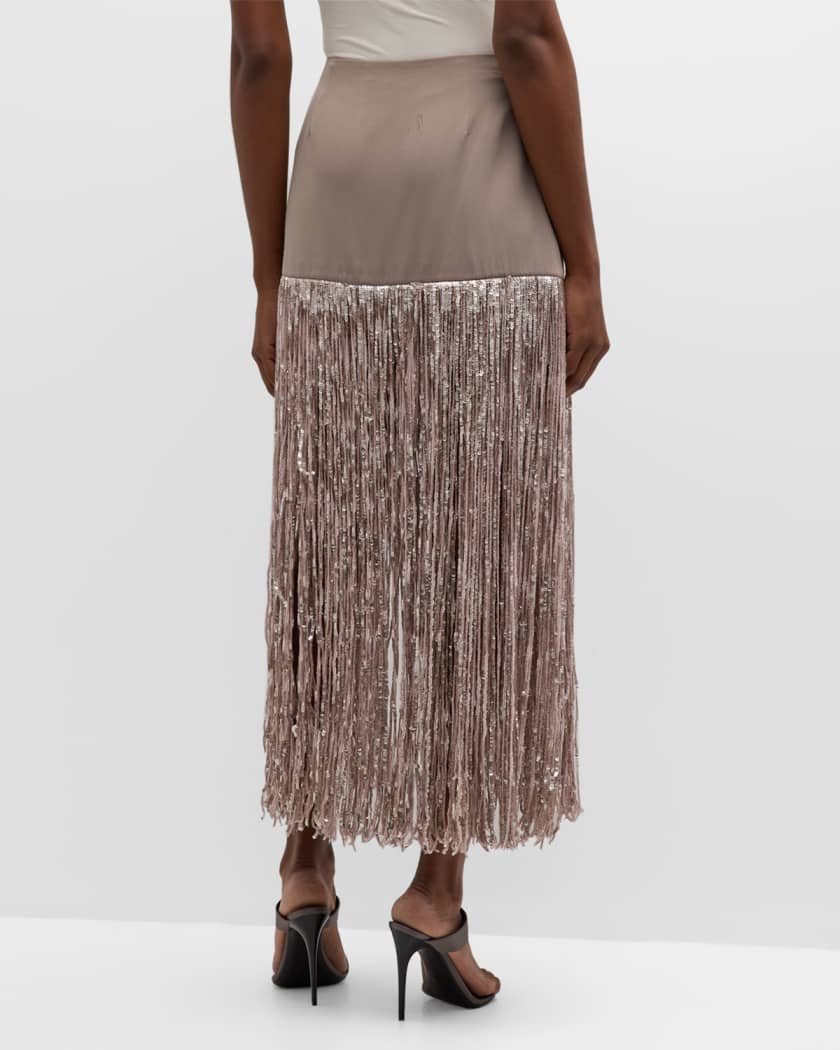 Metallic fringe skirt discount
