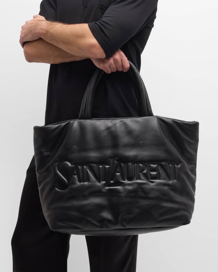 Saint Laurent Men's Embossed Padded Leather Tote Bag
