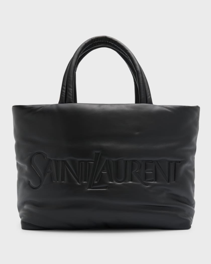 SAINT LAURENT Logo-Debossed Padded Leather Tote Bag for Men