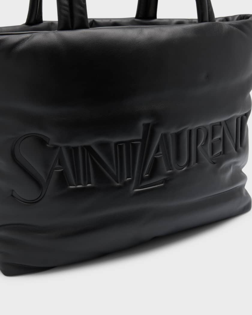 SAINT LAURENT Logo-Debossed Padded Leather Tote Bag for Men