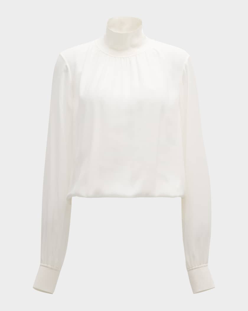 Turtleneck silk blouse cheap