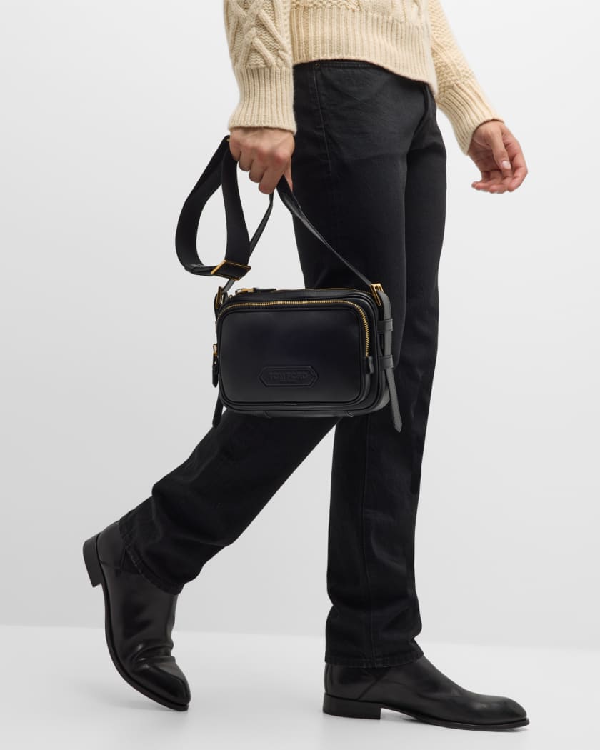 TOM FORD Men s Medium Soft Leather Messenger Bag Neiman Marcus