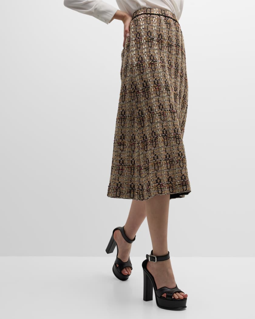 Eileen Fisher Quilted A-Line Silk Midi Skirt