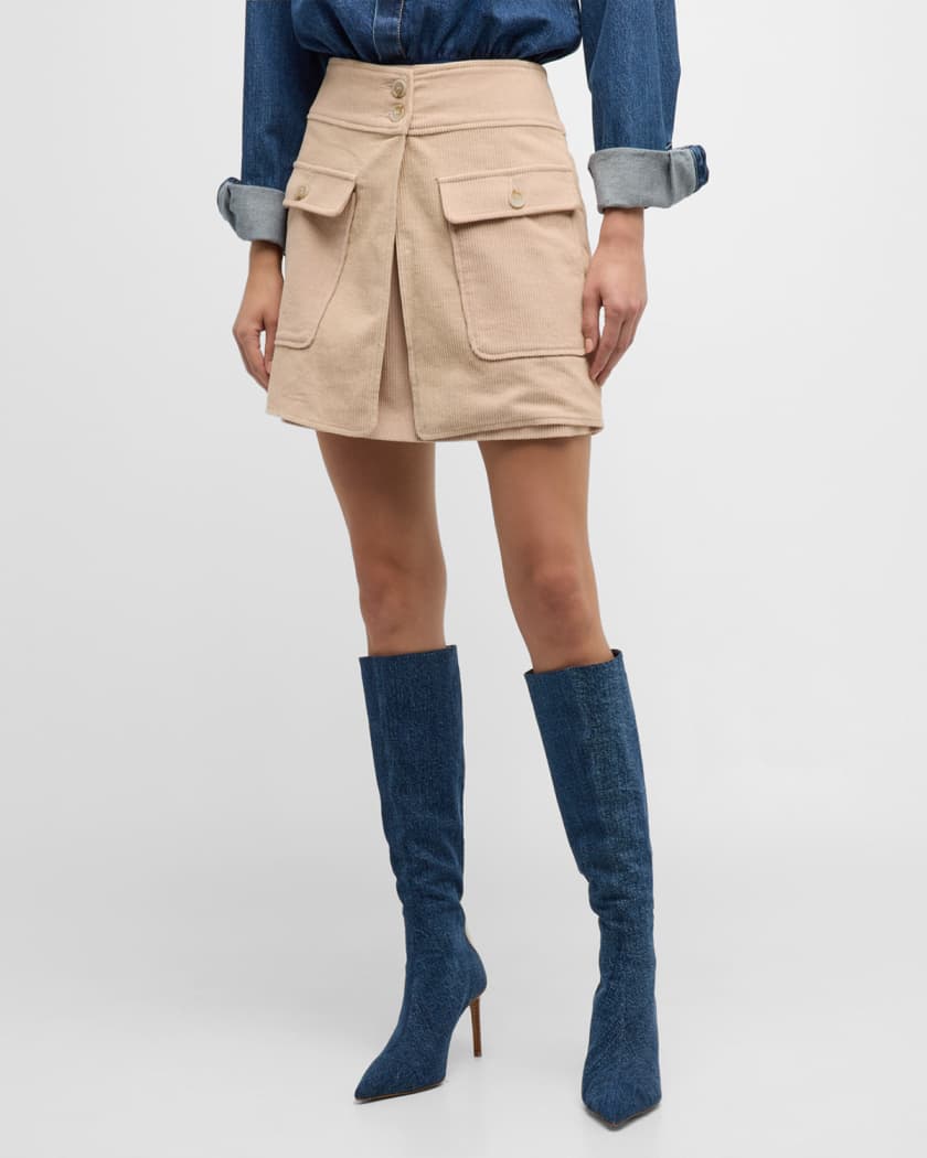 Corduroy mini skirt shop in beige tweed