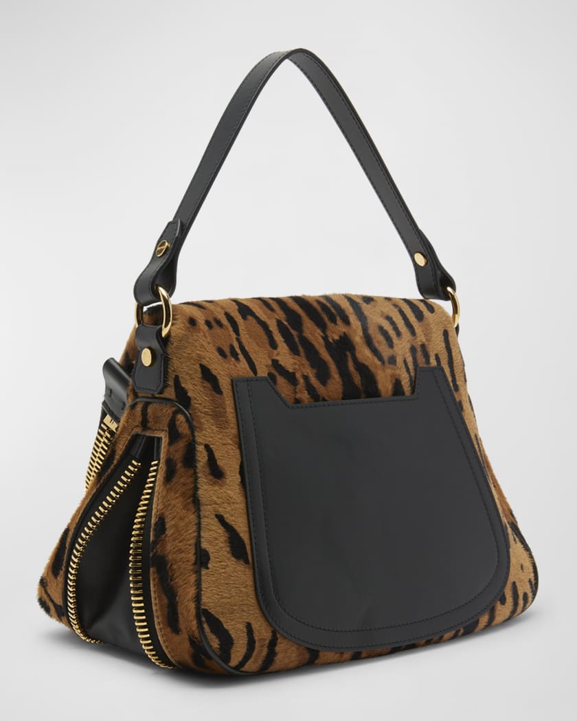 Tom Ford Jennifer Leopard Mini Crossbody Bag Brown/Black Calf Hair