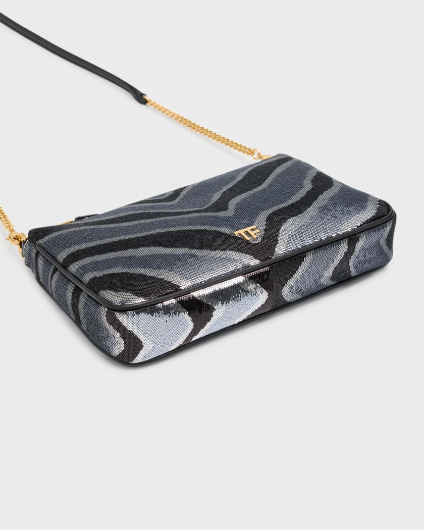 Victoria's Secret Black Silver Metallic Crossbody Bag Mini Tote Handbag  Purse
