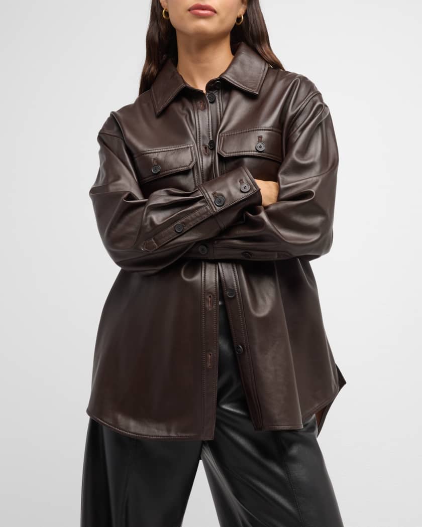 Leather hotsell shirt jacket