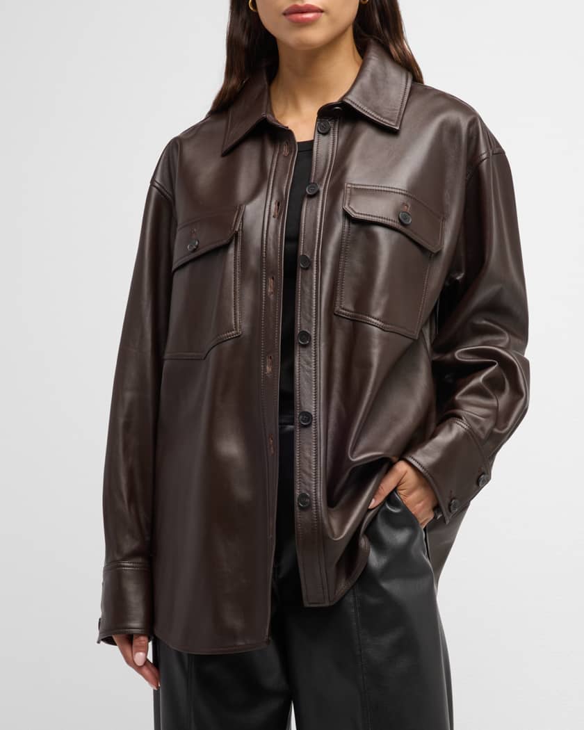 Oversized leather shirt discount