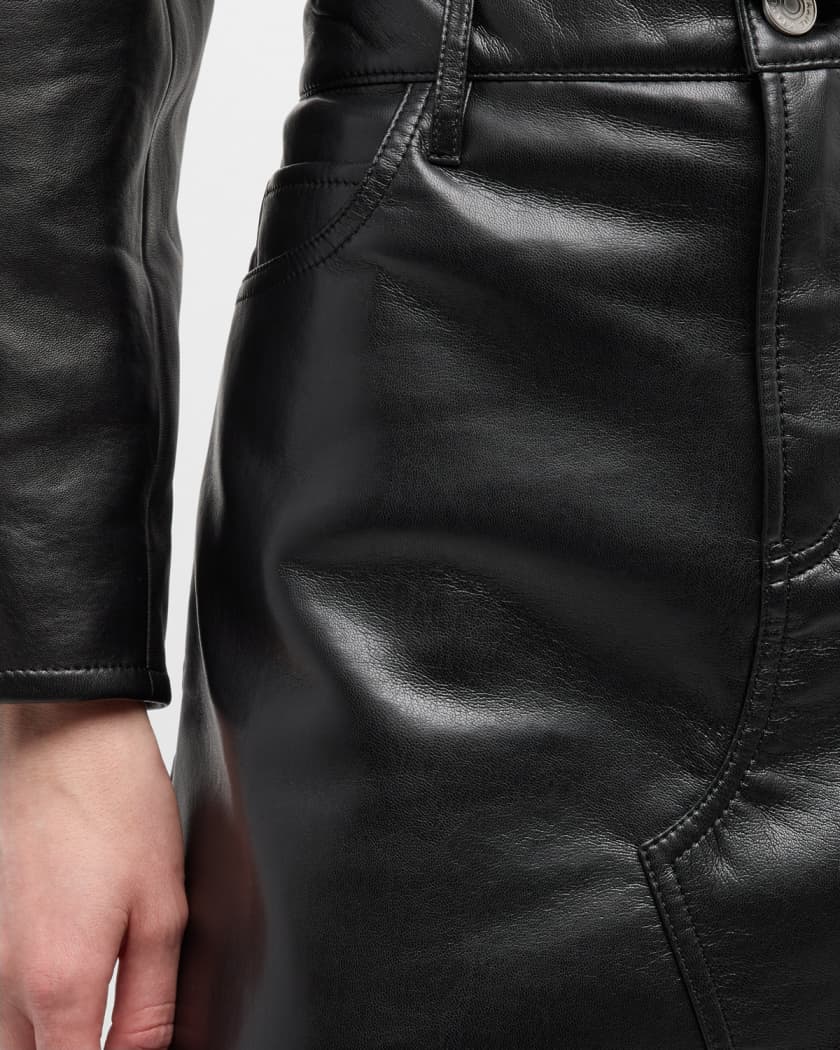 Intrecciato leather skirt