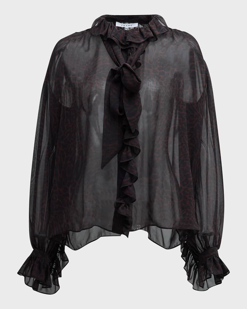 Black silk ruffle blouse 2025