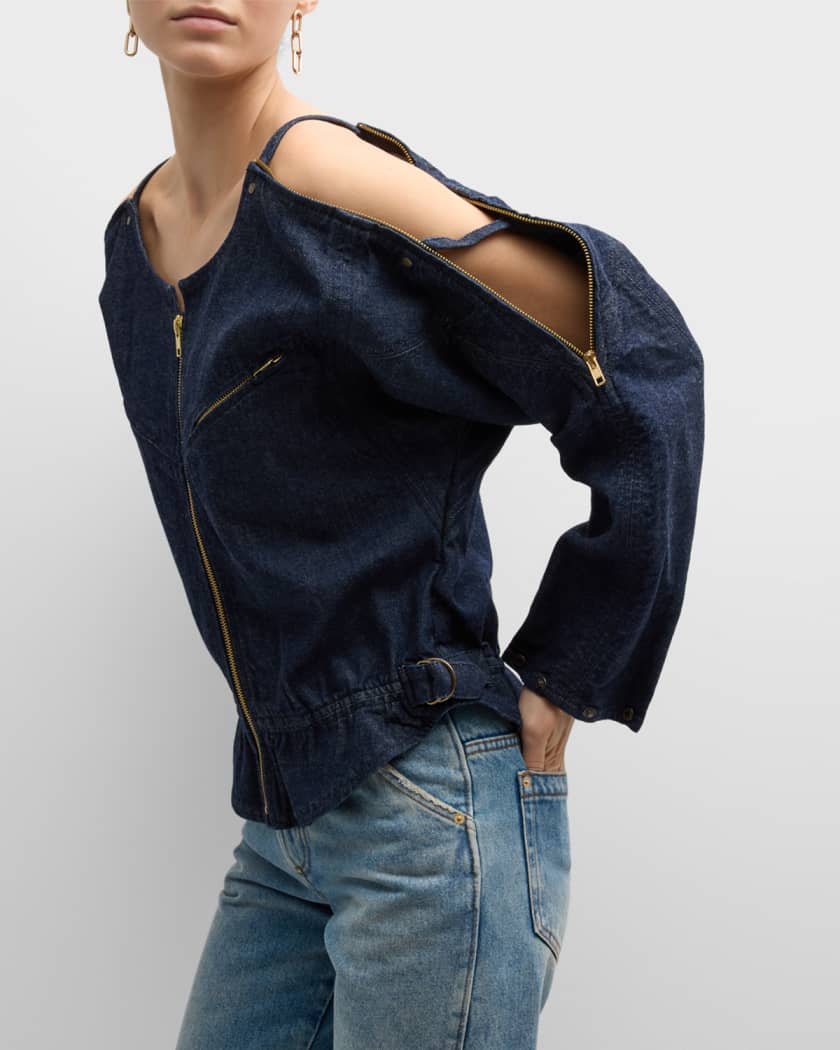 Zip front deals denim jacket