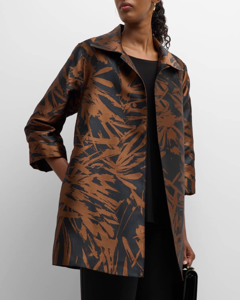 Autumn Accents Open Front Jacquard Party Jacket