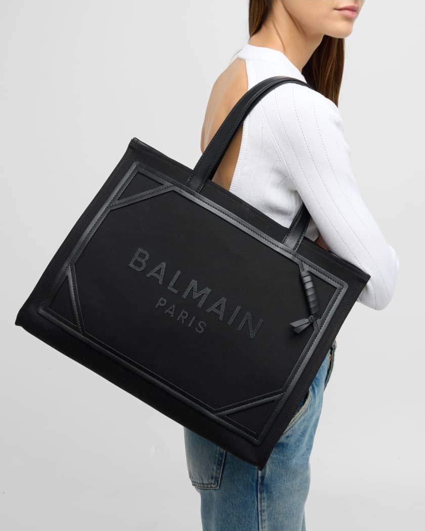 Balmain B Army Medium Shopper Tote Bag in Canvas with