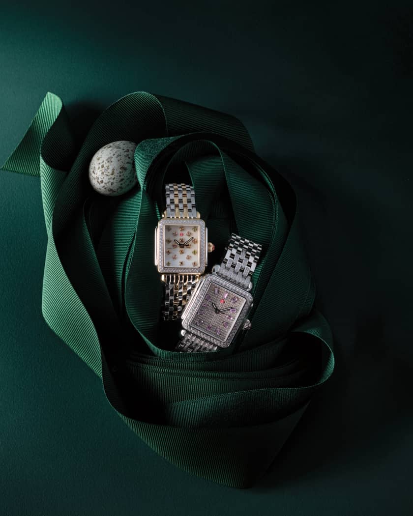 Limited Edition Deco Stainless Steel Pink Sapphire and Pave Diamond Watch