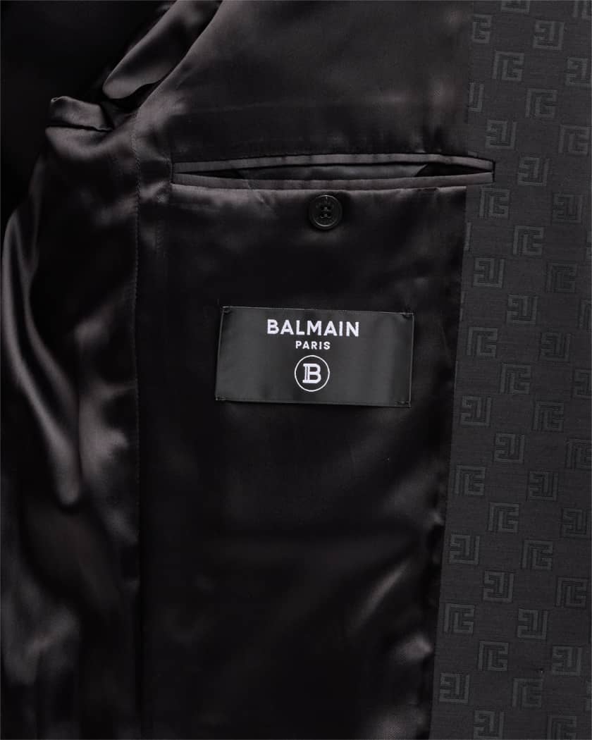 Double Breasted Monogram Jacket in Black - Balmain