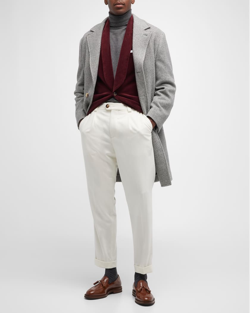 Neutral Wool-blend overcoat, Brunello Cucinelli