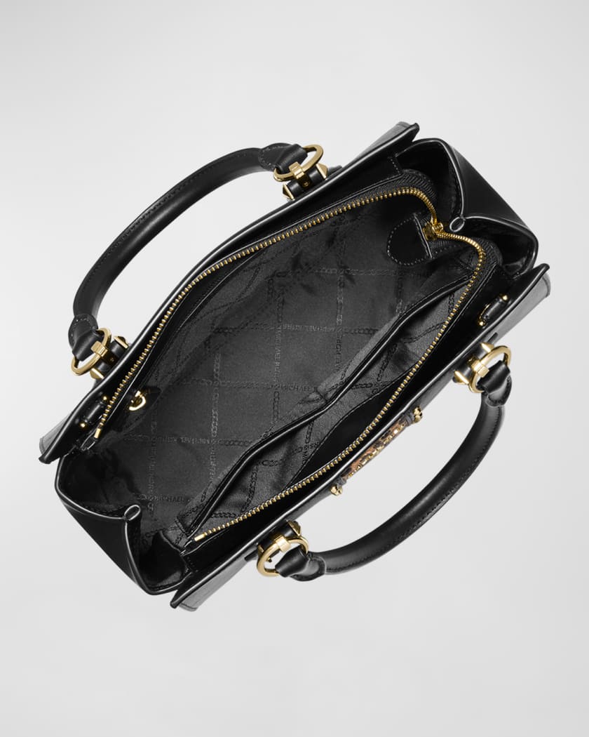  Michael Kors Marilyn Medium Satchel (One Size, Black/Gold) :  Clothing, Shoes & Jewelry