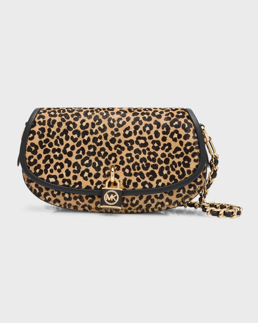 Mila Leopard Calf Hair Chain Crossbody Bag